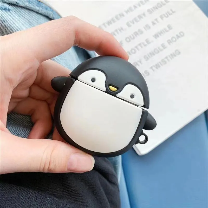 Мультяшные милые полярные медведи и Пингвины для airpods 2 Чехол для Apple беспроводной Bluetooth защитный чехол для наушников Мягкий корпус - Цвет: penguin
