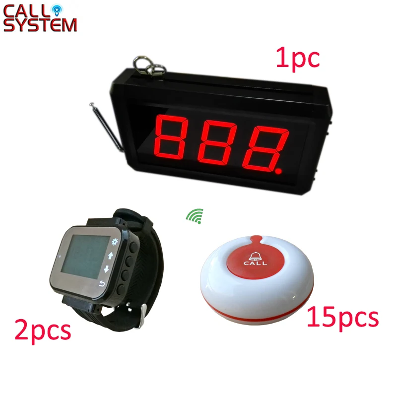 

Hospital Nurse Call System Wireless Pagers For Patient 1 Receiver Host +2 Watch Clock + 15 Call Button Transmitter