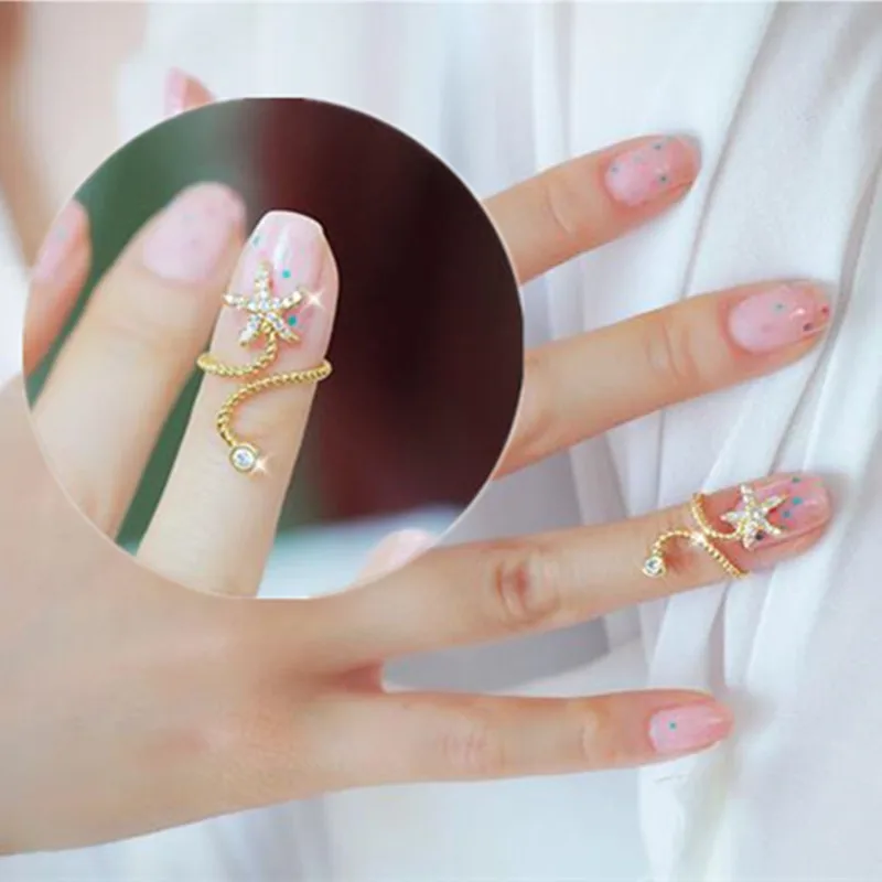 

New five-pointed star starfish crystal rings for women RD93