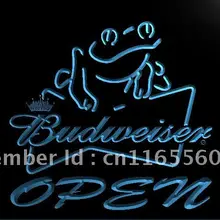 LA034-лягушка Budweiser пива открытый бар светодиодный неоновый Световой значок для домашнего декора