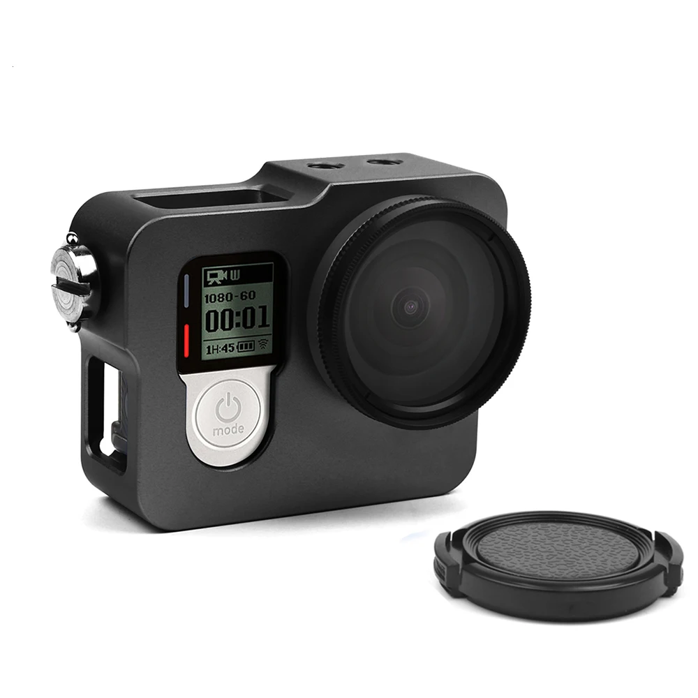 Алюминиевый металлический корпус клетка для GoPro Hero 4 серебристый черный с УФ