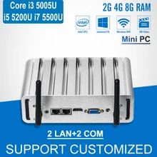 Мини-ПК Core i3 5005U двойной LAN 2 com Windows 10 мини-компьютер i5 5200U i7 5500U Barebone безвентиляторный A Computador офисные HTPC HDMI