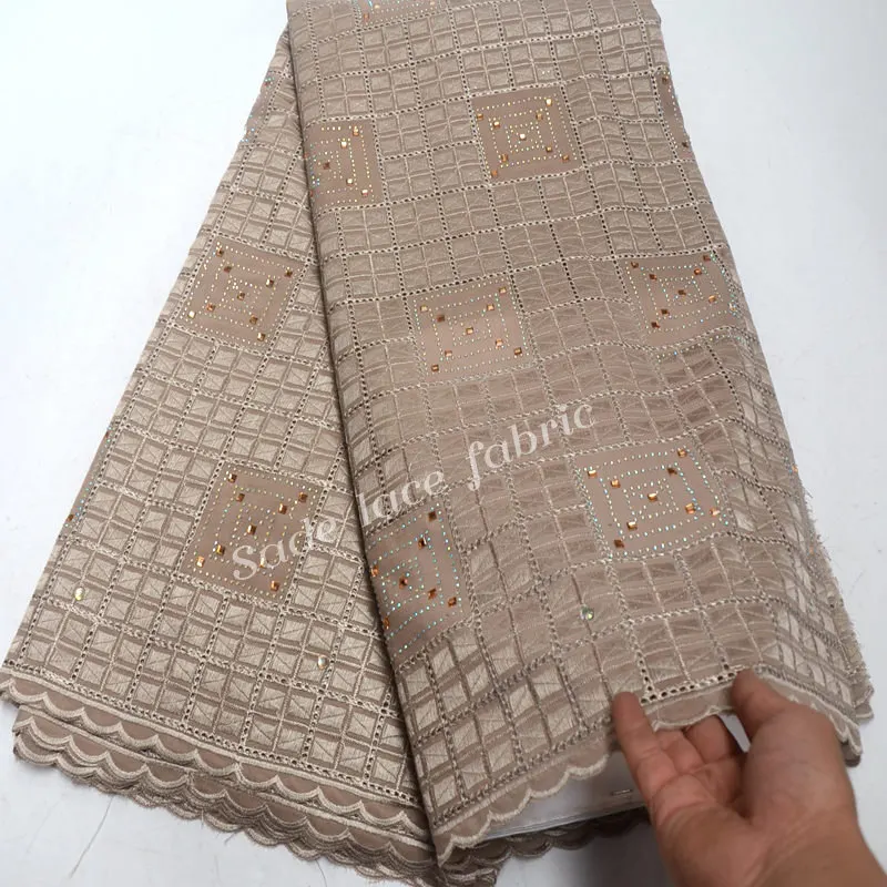 

High Quality Swiss Voile Laces In Switzerland African Dry Cotton Lace Fabric With Rhinestones 2019 Nigerian Man Voile Lace RG593