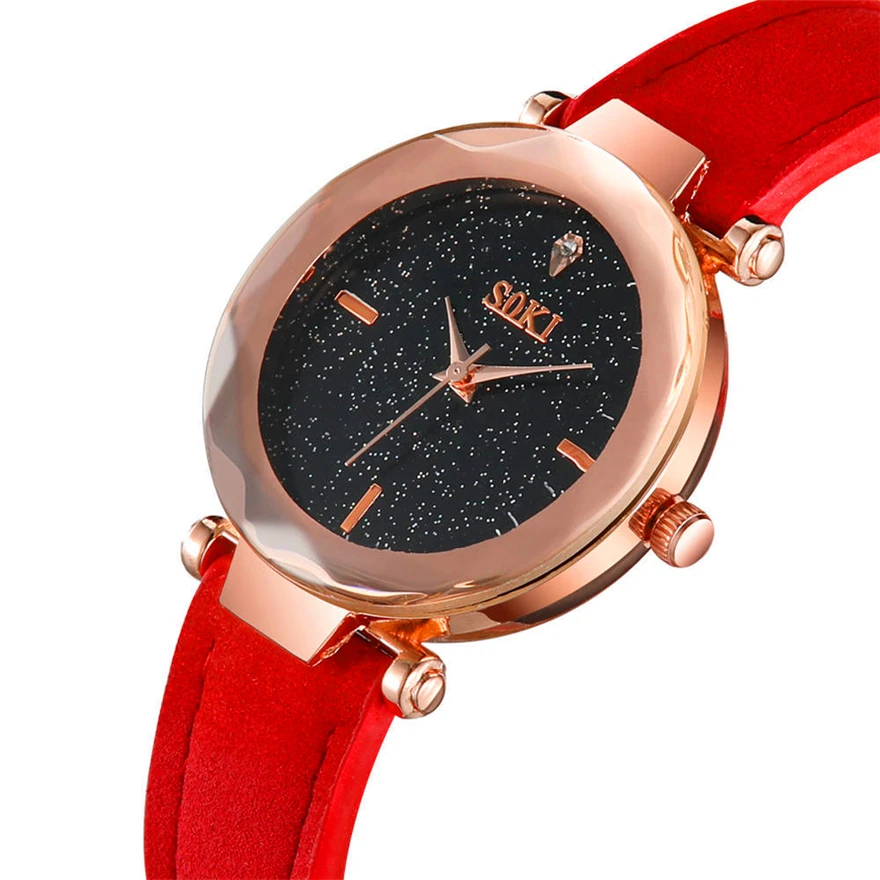 

Fashion Minimalism Watch Leather Starry Sky Dial Women Watch Casual Wristwatch Ladies Quartz Watch Relogio Feminino Hot sale