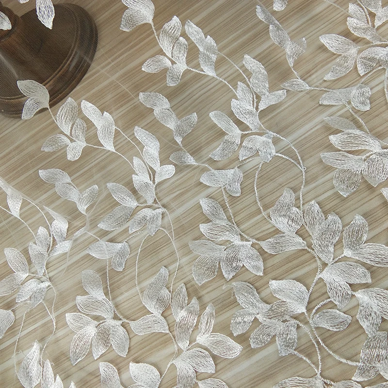 1yard White Lace Fabrics For Party Wedding Lace Embroidered Fabric