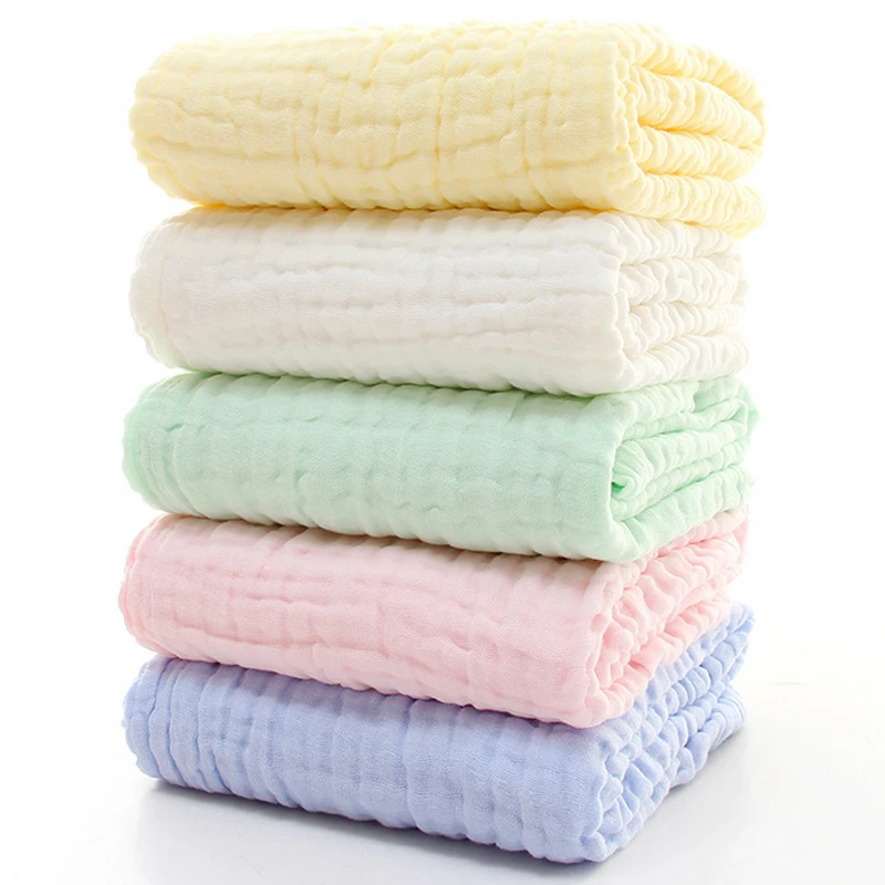 Baby Bath Towel 6-Layer Cotton Multifunctional Breathable Quilt Gauze Blanket Towel Light Blue
