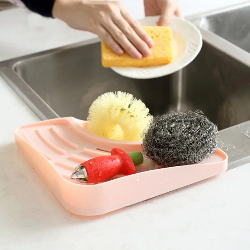 

Kitchen Sink Multi-function Triangular Storage Rack With Dishwashing Sponge Drain Rack