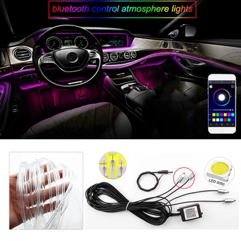 

Sound Active Bluetooth APP Remote Control Colorful Car Interior LED RGB Atmosphere Lamp Neon Strip Light Car-styling Decoration