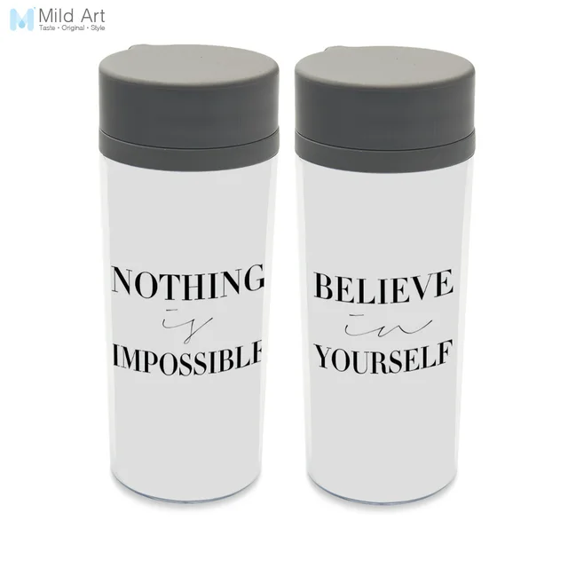 bpa free personalized plastic insulated black and white motivational