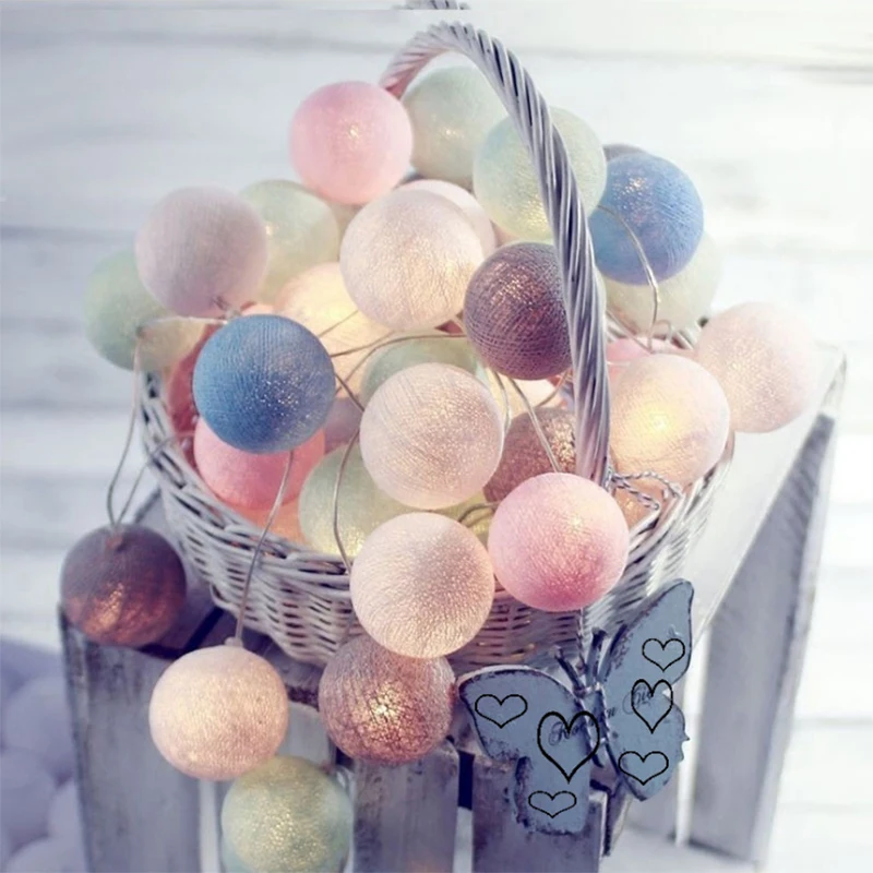 

Multicolor 3M AC&Battery Powered EU 220V LED Cotton Ball String Lights Fairy Light for Christmas Tree wedding Decorations