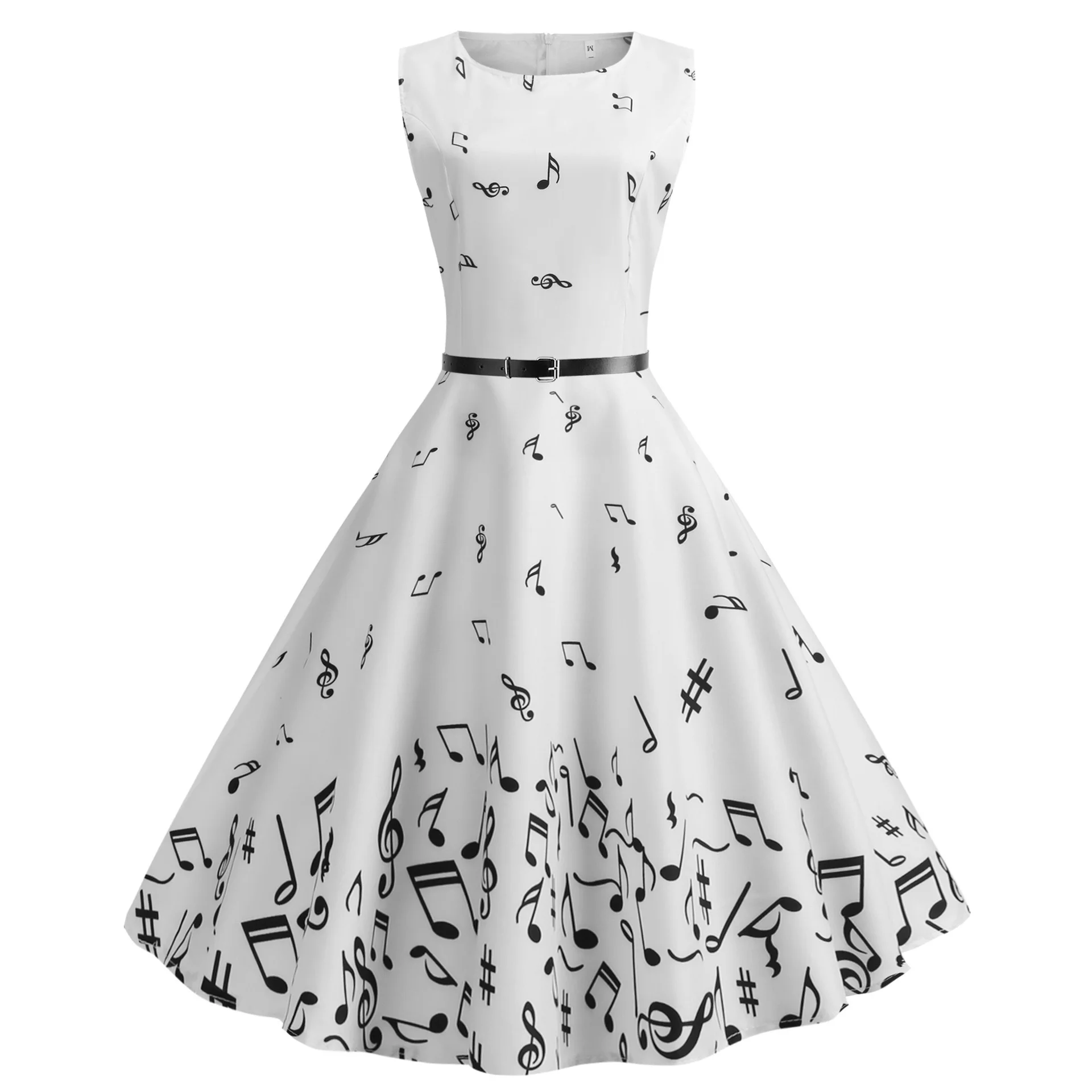 

Women Dress 2018 New Arrival Print Sleeveless Summer Musical Note Dress O Neck Casual Loose Dresses Vestidos
