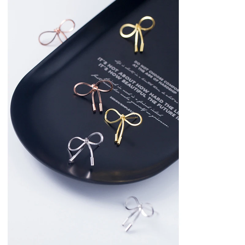 MloveAcc, дизайн, настоящая 925 пробы, Серебряная коробка, цепочка, бант в форме узла, серьги для женщин, Симпатичные вечерние серебряные ювелирные изделия