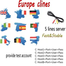SATXTREM AV Cable DVB-S/S2 Satellite receiver Clines server 1 Year 5 lines for Satellite TV Receiver Fast&Stable Europe/Spanish