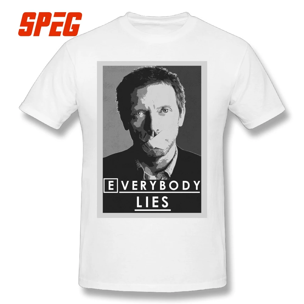 

Men T Shirts Everybody Lies T-Shirt Dr House MD Mens Tops Man Round Neck Short Sleeve T-Shirt Hot Sale New Male 4XL 5XL