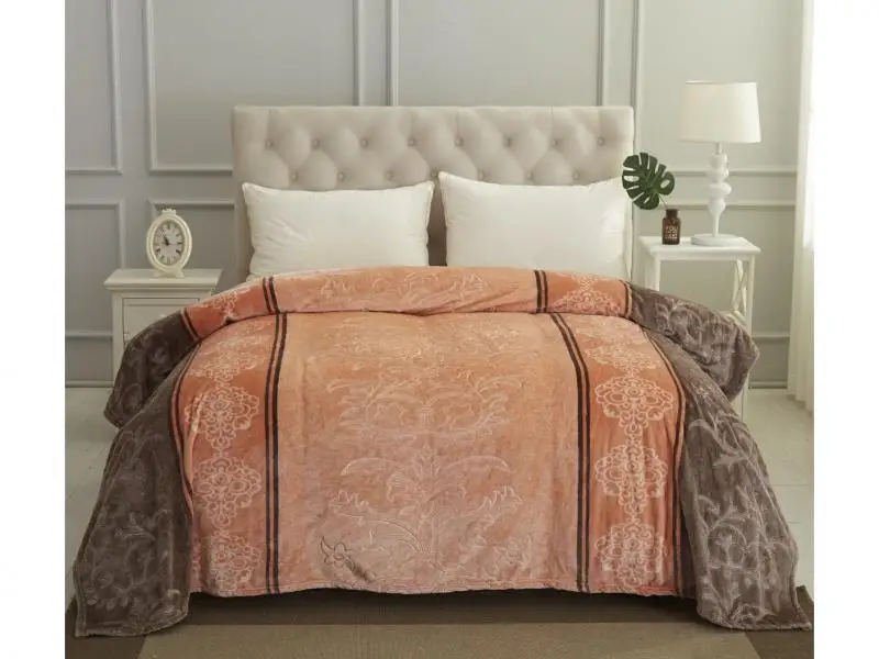 Плед двуспальный KARNA, HERA, 220*240 см, коралловый