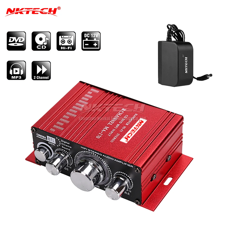 Автомобильный усилитель мощности NKTECH MA 170 цифровой плеер Hi Fi стерео 2CH 20 Вт RMS CD DVD