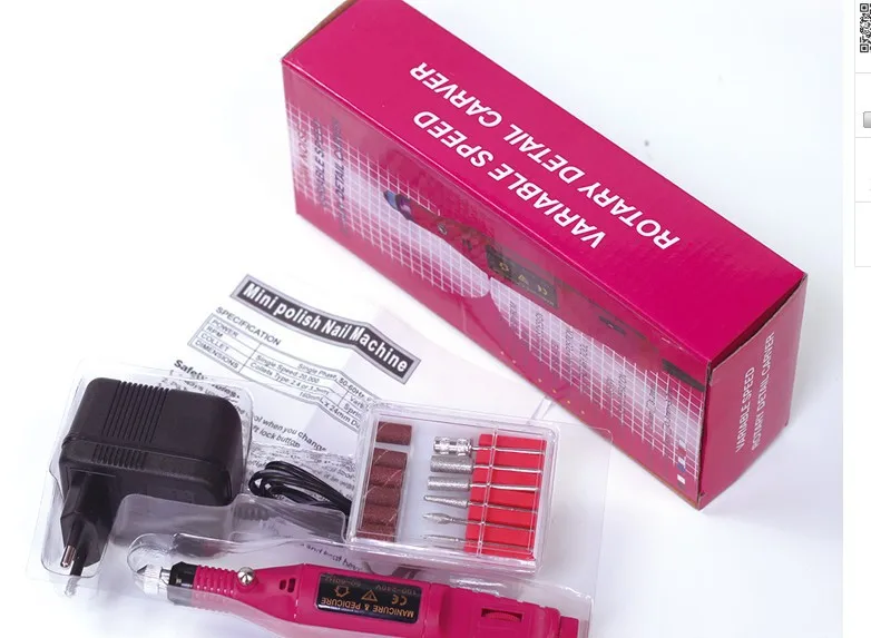 

20000RPM NEW PINK Professional Pen-Shape Electric Nail Art File Drill + 6 File Bits Tool #66BU=EF5GF+54+EF6(110V&220V)+97##F