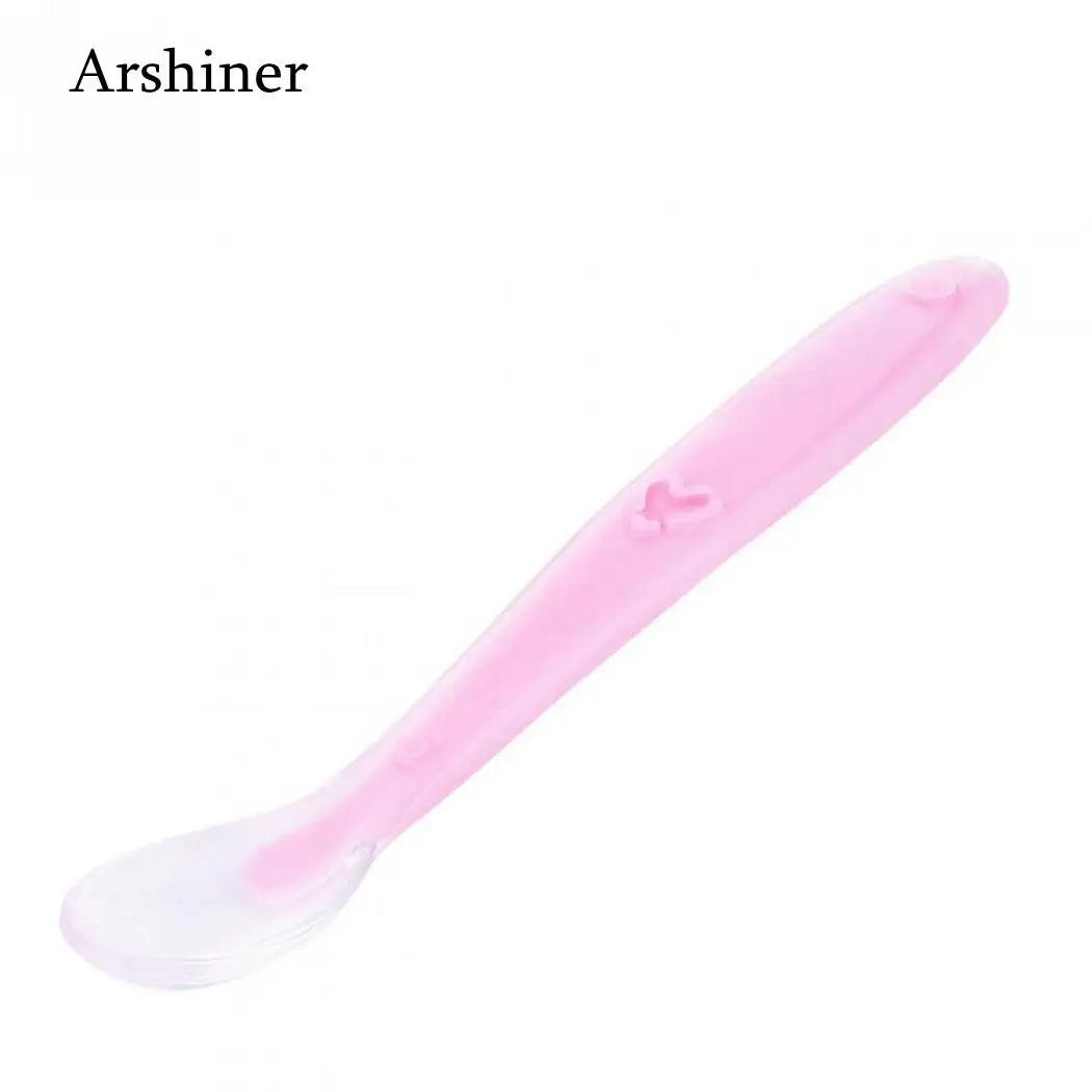 Kids Pattern Blue Pink Baby Green Feeding Soft Silicone Safe Geometric 18 Orange 7g Spoon Fashion Heart
