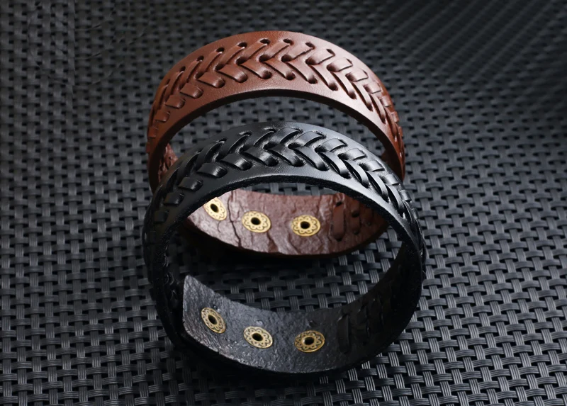 New Weaving Genuine Leather Wing Bracelet Men Multilayer Bracelet Punk Guitar Wrap Bracelets for Women Vintage Jewelry Gift