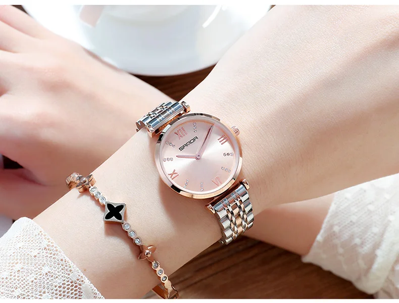 Relojes de marca famosa de oro rosa, reloj vintage a prueba de agua informal de estrella de las señoras, reloj de diseñador de moda de acero inoxidable para mujer - 3