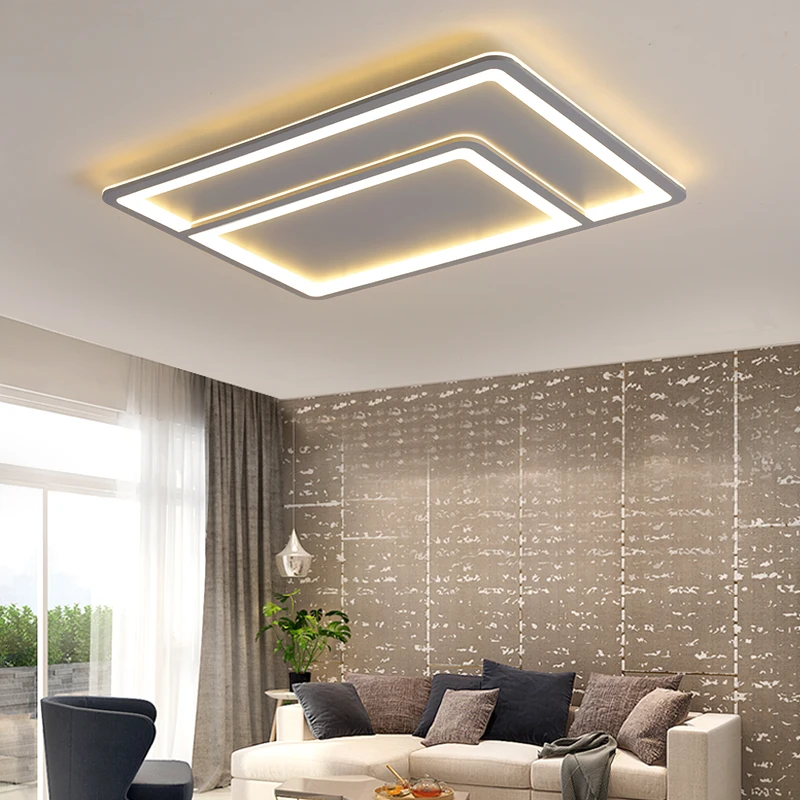 Us 80 25 25 Off Neo Gleam Grey Color Modern Led Ceiling Lights For Living Room Bedroom Study Room Rectangle Round Square Ceiling Lamp 90 260v In