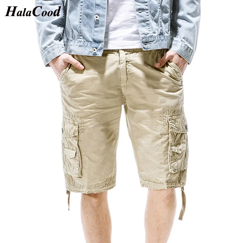 Мода Для мужчин армии грузовые шорты летние Армейский зеленый хлопковые шорты Для мужчин свободные нескольких карман шорты Homme повседневные штаны 40