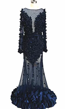 Черные вечерние платья, кружевное платье Русалка для выпускного вечера с рукавами, вечерние длинные платья для вечеринки, атласное платье Vestido Festa