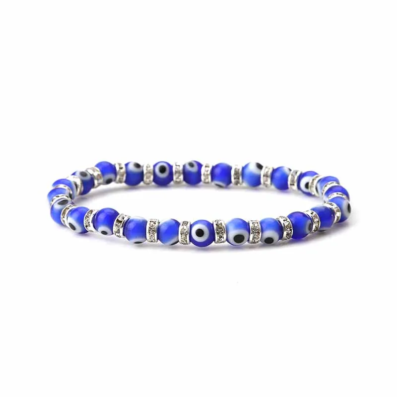

EVIL EYE new fashion 6mm evil eye bead blue spacer crystal bracelet stock sale for woman man gift