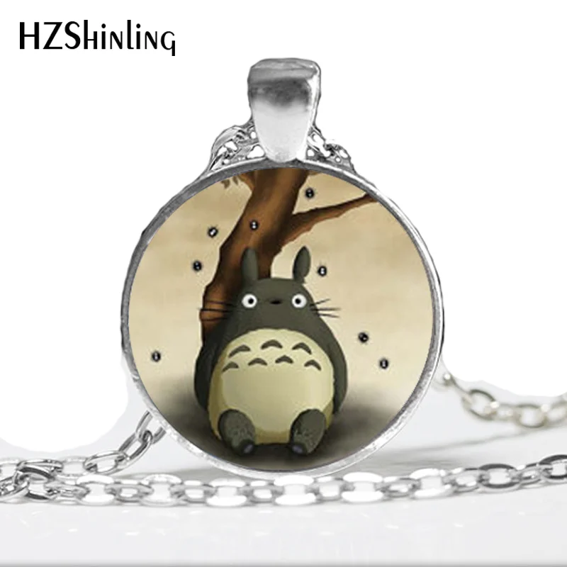 

HZ--A33 My Neighbour Totoro Pendant Necklace Totoro Photo Jewelry Bright Silver or Antique Bronze Round Glass Dome Necklace HZ1