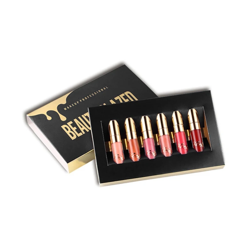 

BEAUTY GLAZED 6pcs/Set Liquid Lipstick Waterproof Lip Gloss Professional Makeup Matte Lip Kit Long Lasting Cosmetics TSLM2