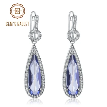

GEM'S BALLET 925 Sterling Silver Water Drop Natural Iolite Blue Mystic Quartz Gemstone Dangle Earrings Fine Jewelry For Women