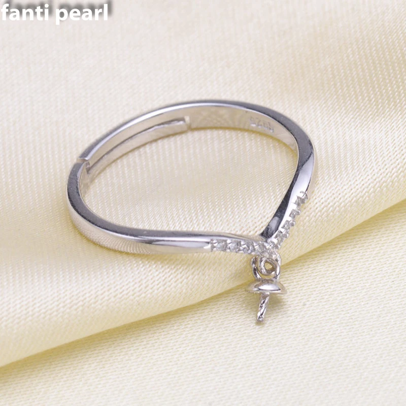 

DIY Pearl Ring 925 silver Accessories Natural freshwater Pearl rings s925 Sterling Silver ring 7-9mm ring
