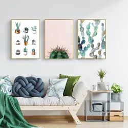 Современные абстрактные кактусы растения лист холст картины плакаты на скандинавскую тему и репродукции, настенное искусство картины