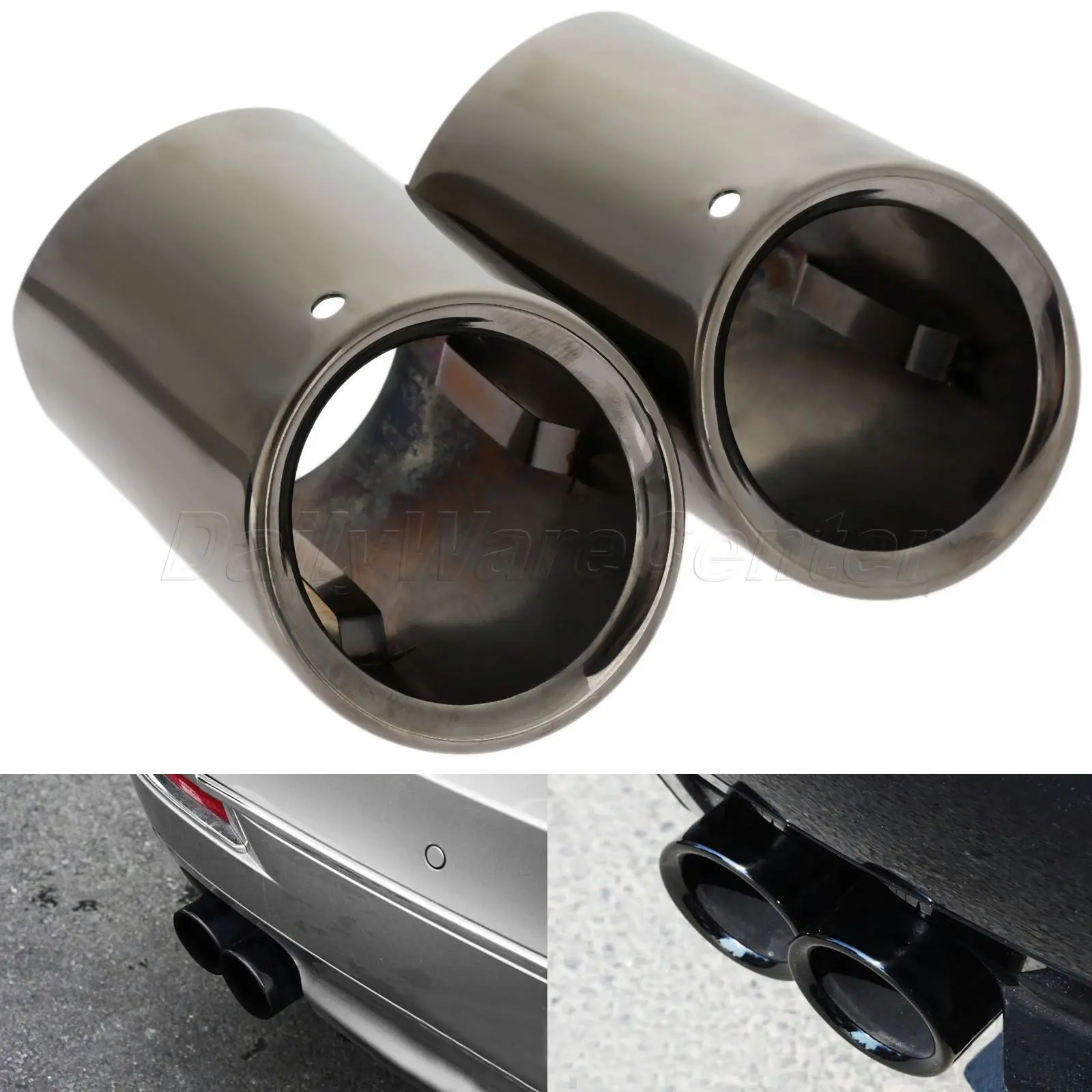 2Pcs Stainless Steel Car End Rear Muffler Exhaust Tip Pipes Tail Throat Case Tailpipe For BMW 5 Series F10 F18 520li 525li 528li stainless steel dual exhaust muffler tip tail pipe for bmw f30 320i 316i car styling