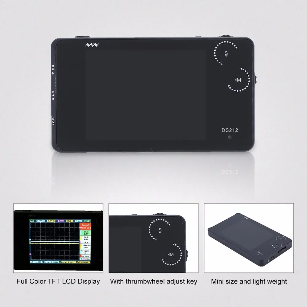 

DS212 2-CH Handheld Mini Digital Storage Oscilloscope Touch Screen USB 1MHz Pocket Handheld Automotive Osciloscope Set