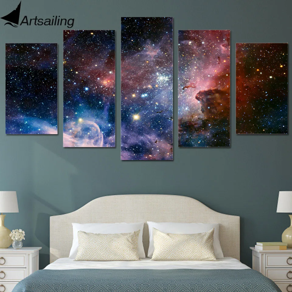 5 шт. холст с изображением космической Галактики|framed canvas|5 piece canvaspainting canvas |