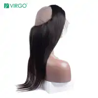 Virgo Hair Wig 360 Lace Frontal Closure With Cap Peruvian Straight Hair Closure Frontal With Baby Hair Remy Human Hair Closure