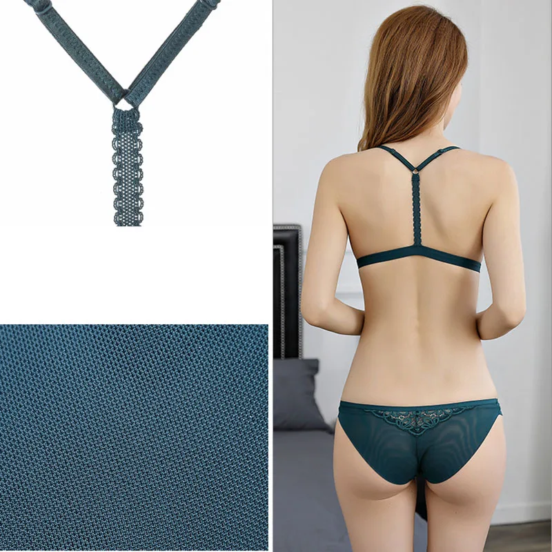 Women Sexy Bra Set Fashion Lace Seamless Wireless (2)