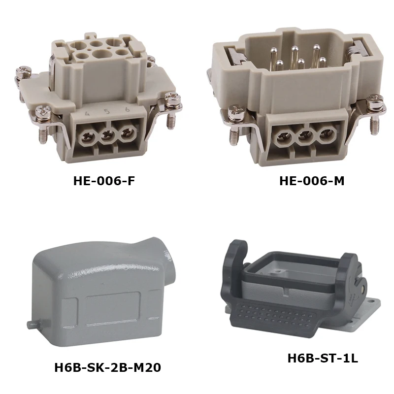 

HE-006 a Whole set 16A 500V Heavy Duty electronic Connector jack screw and plugs 6 pin