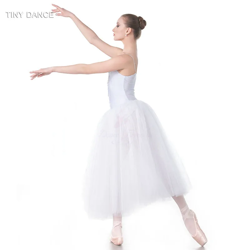 Длинное белое романтическое балетное платье-пачка с 5 слоями тюля для детей и взрослых костюм для сцены 18012