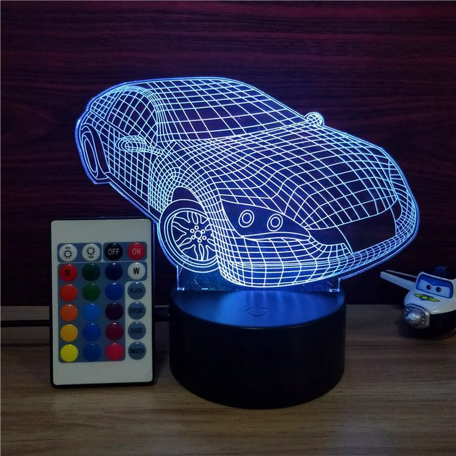 

Hot LED Night Light, 3D Visual Desk Lamps with 7 Color Changing Lights Touch or Button/, Car Shape Best Gift for Kids