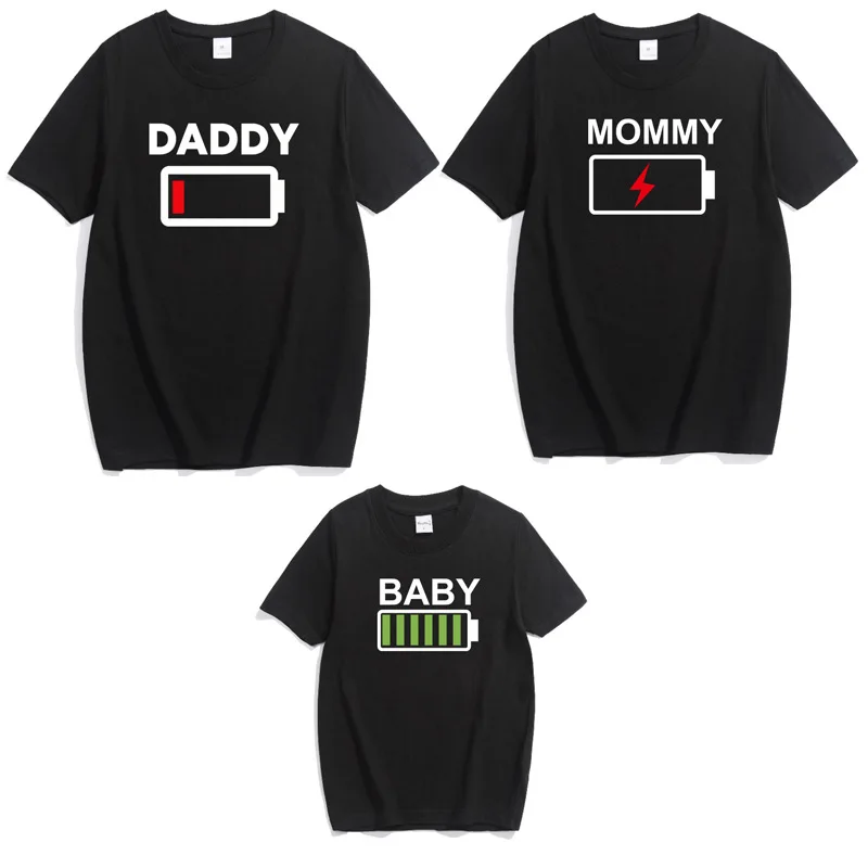 

2019 New Battery Family Matching T-shirt Clothing Momy Lightning Baby T-shirt Top Matching Outfits Family Matching Clothes