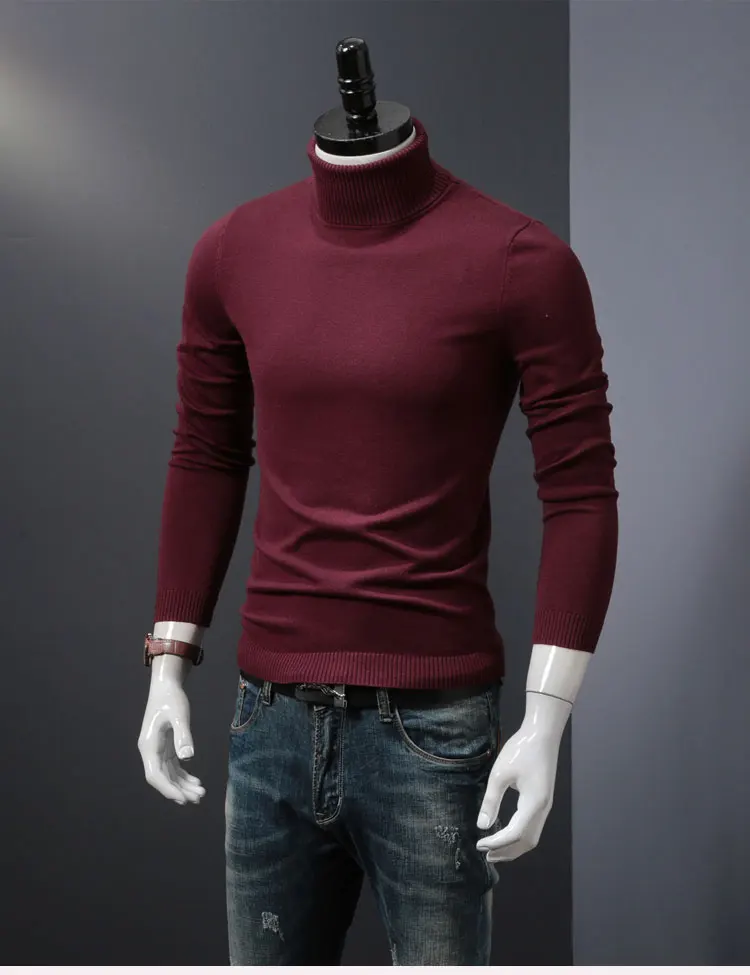 Мужская водолазка тонкий зимний теплый свитер свитера тренд мужской пуловер вязаная одежда весна и осень базовая одежда