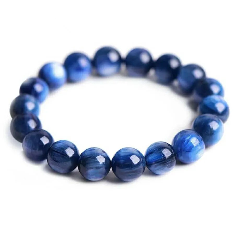Women Men Powerful Stretch Crystal Round Bead Bracelet Blue Genuine