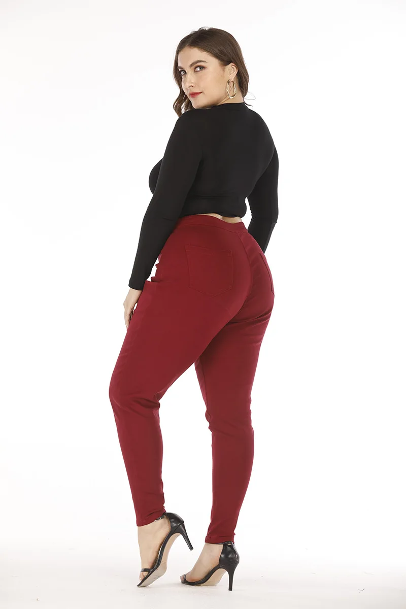 Lguc. H размера плюс женские джинсы красные женские джинсы большого размера модные повседневные женские джинсы большого размера женские джинсы s 3XL XXL новинка