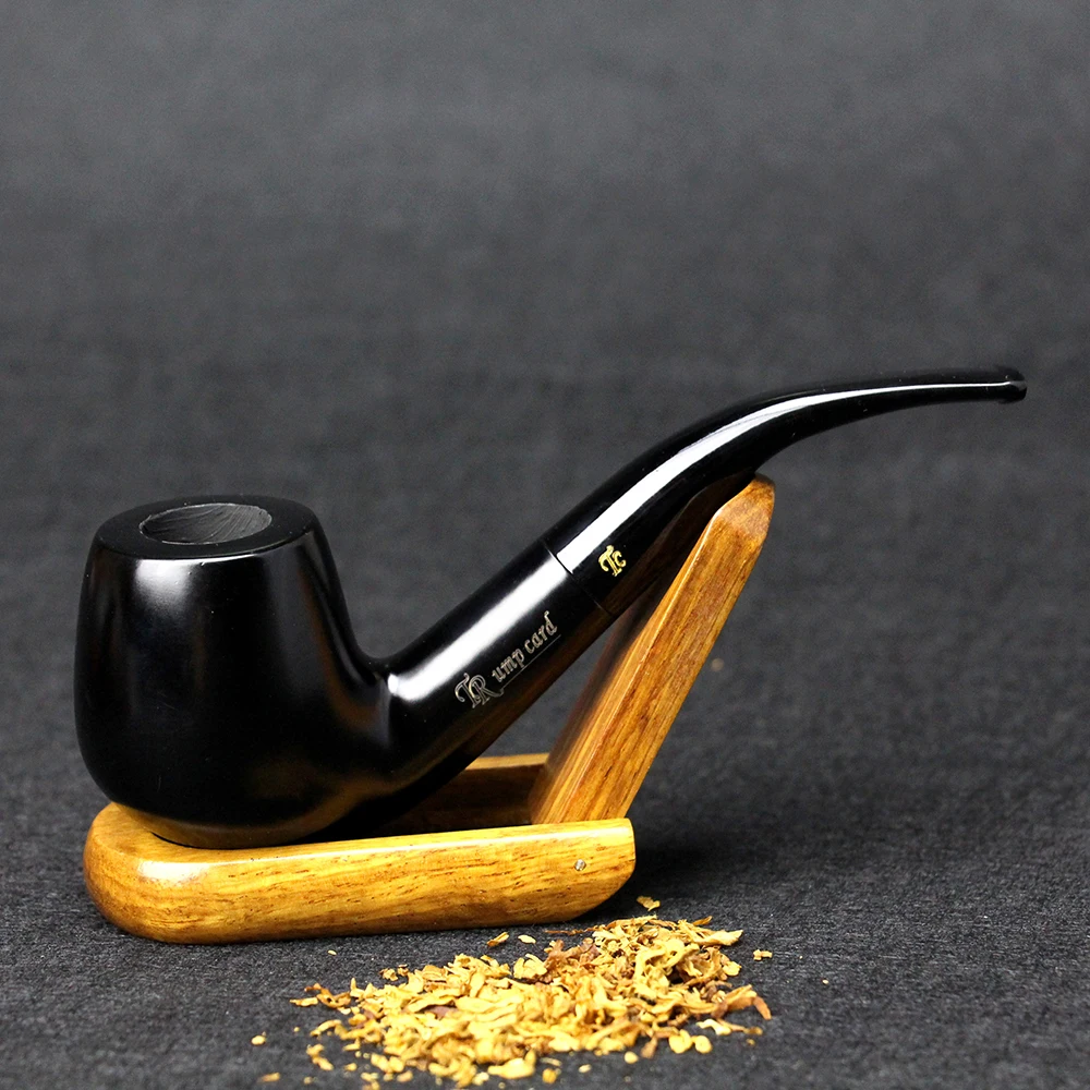Buy New Black Ebony Wood Pipe 9mm Filter Tobacco Pipe