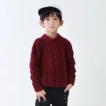 Брендовый детский осенне-зимний вязаный свитер пуловер с круглым вырезом и длинными рукавами для мальчиков Детский Школьный Модный милый теплый трикотаж ярких цветов