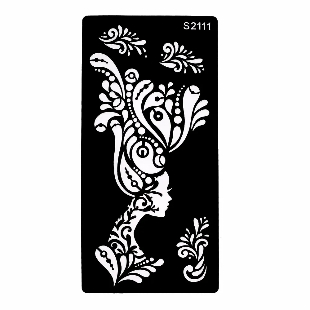 1 Piece Hollow Henna Tattoo Stencil for Beauty Female Women Flower Airbrush Painting Body Art Tattoo Template 9.5  18.5cm S2111