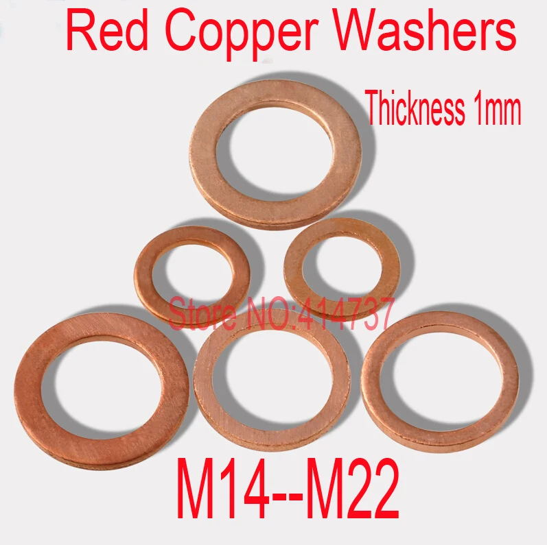 High Quality M14m22 Thickness 1mm Red Copper Washers Flat Seal Washer