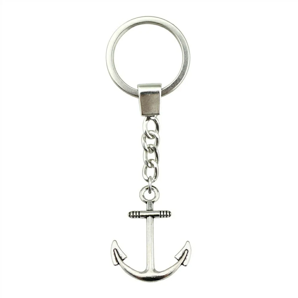 

New Fashion Keychain 2 Colors Antique Bronze Antique Silver Color 31x25mm Anchor Pendant Key Chain Ring Holder Dropshipping